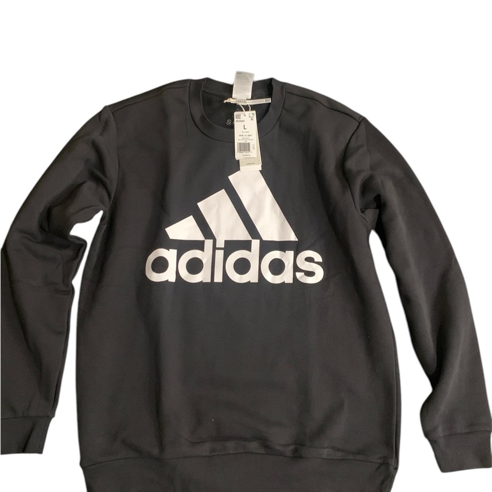 Adidas Men's Fleece L/S Crew Neck Sweatshirt IB3995 - Picture 1 of 4